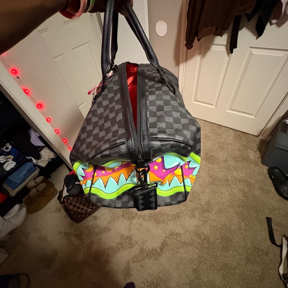 Sprayground Gray and Multicolor Duffel Bag